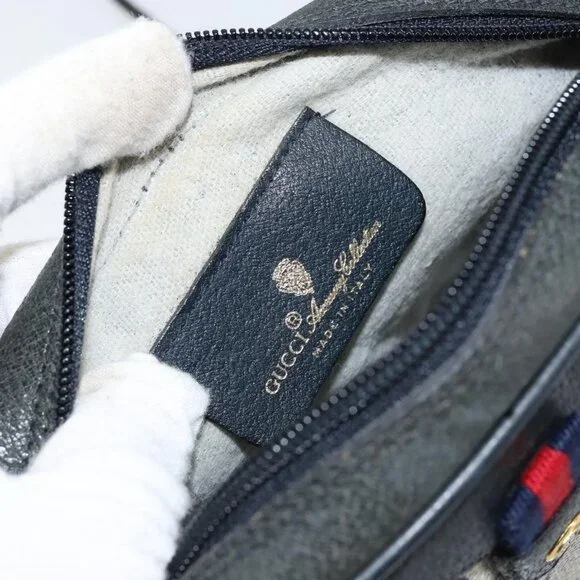 Authentic GUCCI GG Supreme Sherry Line Shoulder Bag PVC Navy Red 89 02 066 - Picture 8 of 16